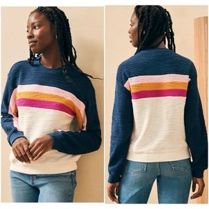 FAHERTY Vista Stripe Pullover Sweatshirt Twilight Vista Textured Women's XS